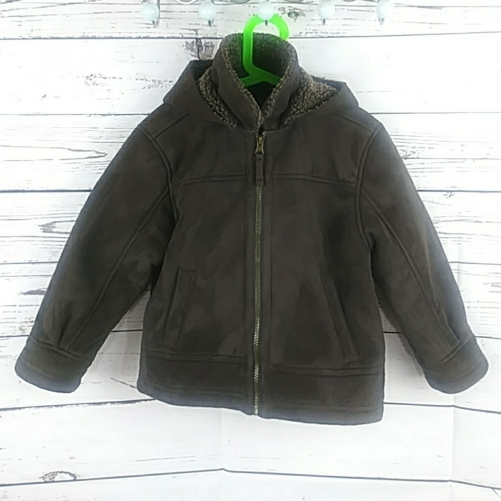 Unisex Kid's Size 7 Faux Shearling Hooded Coat